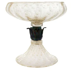 Officine di Murano 1295 Ciotola con piede in oro 24 carati e nero