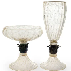 Officine di Murano 1295 Ciotola con piede in oro 24 carati e nero