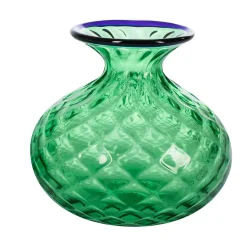 Officine di Murano 1295 Cipolla Balloton Vaso verde con bordo blu