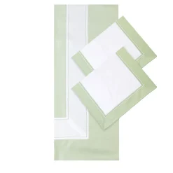 TessilArte Completo Letto Eucalipto Verde e Bianco in Raso di Cotone