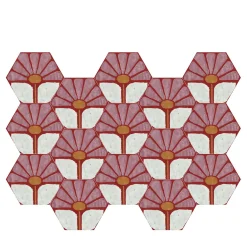Studio Le Nid Composizione di Piastrelle Esagonali Rosa Janis con Motivo Floreale