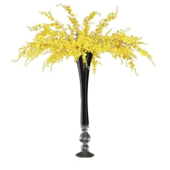 VGnewtrend Composizione floreale gialla Sayonara con vaso nero