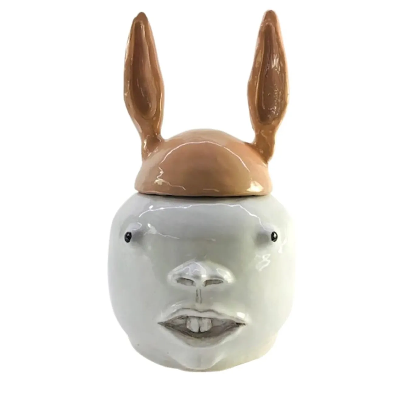 Freaklab Contenitore grande coniglio rosa e bianco con coperchio