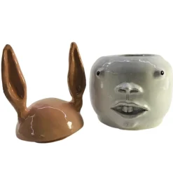 Freaklab Contenitore grande coniglio rosa e bianco con coperchio