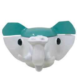 Freaklab Contenitore grande elefante verde acqua e bianco con coperchio