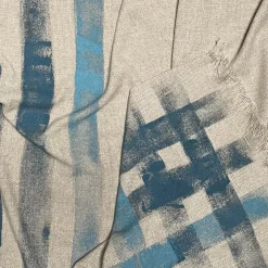 Villa Como Coperta a righe con frange beige dipinta a mano