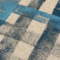 Villa Como Coperta a righe con frange beige dipinta a mano