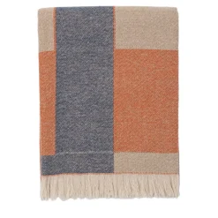 Villa Como Coperta arancione con frange e motivi intrecciati