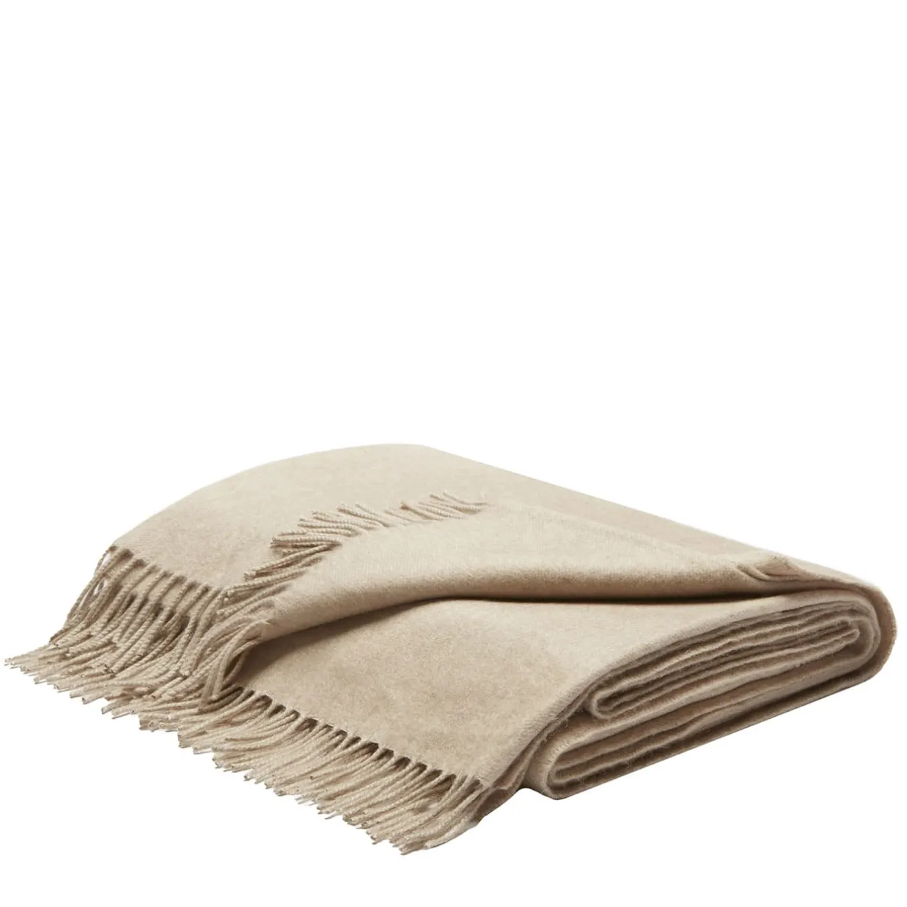 LO Decor Coperta beige con frange in cashmere e seta