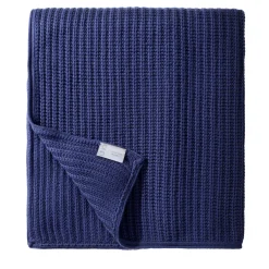 UnoCashmere Coperta di cashmere blu grande a punto briaco #1