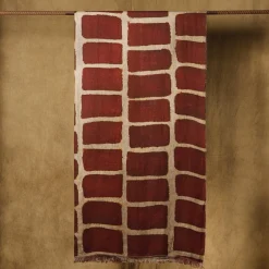 The House of Lyria Coperta di lino di Scilla con motivo mattone-rosso e sabbia