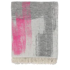 Villa Como Coperta dipinta con frange rosa e grigie