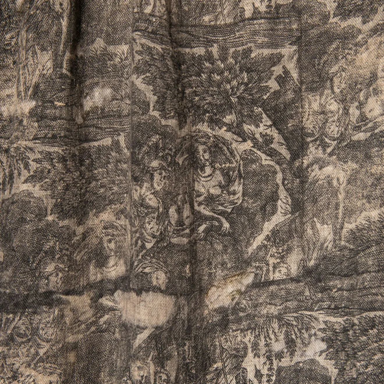 The House of Lyria Coperta inglese in cotone e lino con frange Toile-de-Jouy