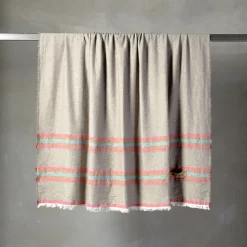 The House of Lyria Coperta Rigoroso con frange in cashmere e lino policromatico