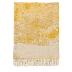 Villa Como Coperta senape con frange effetto gesso