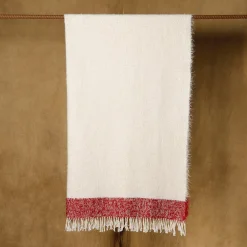 The House of Lyria Coperta Tela con frange in cotone e mohair bicolore