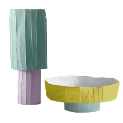 Paola Paronetto Coppa Ninfea Corteccia Rosa e Azzurro