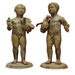 Fonderia Artistica Ruocco Coppia di sculture Cherubini in bronzo