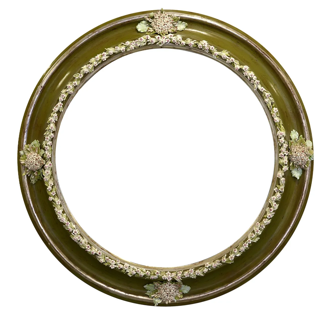 Caiafa Cornice con fiori e boccioli in campo bianco