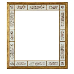 Caiafa Cornice in porcellana con rose rosa