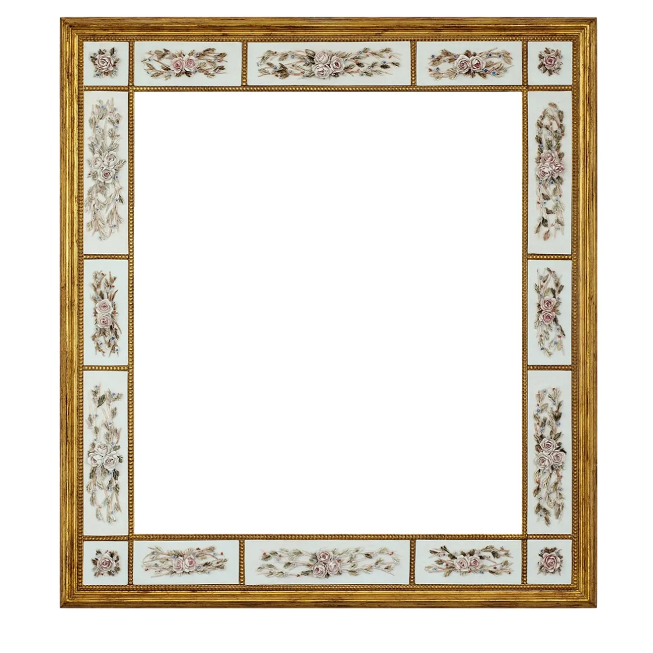 Caiafa Cornice in porcellana con rose rosa