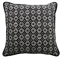 l'Opificio Cuscino Carrè bianco e nero in tessuto jacquard geometrico