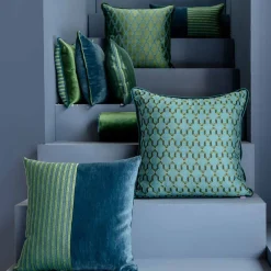 l'Opificio Cuscino Carrè Bis blu smeraldo