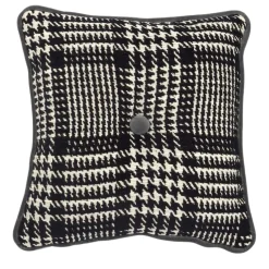 l'Opificio Cuscino Carré in tessuto jacquard bianco e nero Galles' Prince