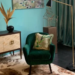 Anna Paola Cibin Cuscino con foglie verdi e blu