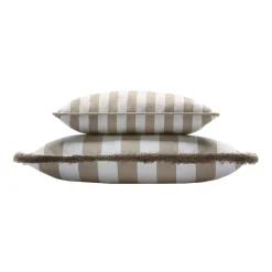 LO Decor Cuscino da esterno Happy a righe bianche e beige