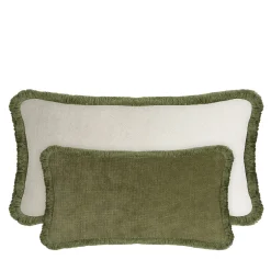 LO Decor Cuscino Happy in velluto verde e bianco a forma di coppia rettangolare