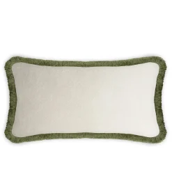 LO Decor Cuscino Happy in velluto verde e bianco a forma di coppia rettangolare