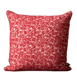 The House of Lyria Cuscino quadrato Polypode in lana boucle bianca e rossa con motivo floreale