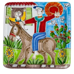 Ceramiche De Simone DS Piatto quadrato Country Donkey Ride