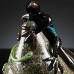 VGnewtrend Due lucertole verdi di vetro su pietra