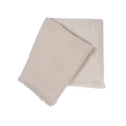 San Patrignano Farnese Polvere chiara 100% Cashmere Singolo Plaid con frange corte