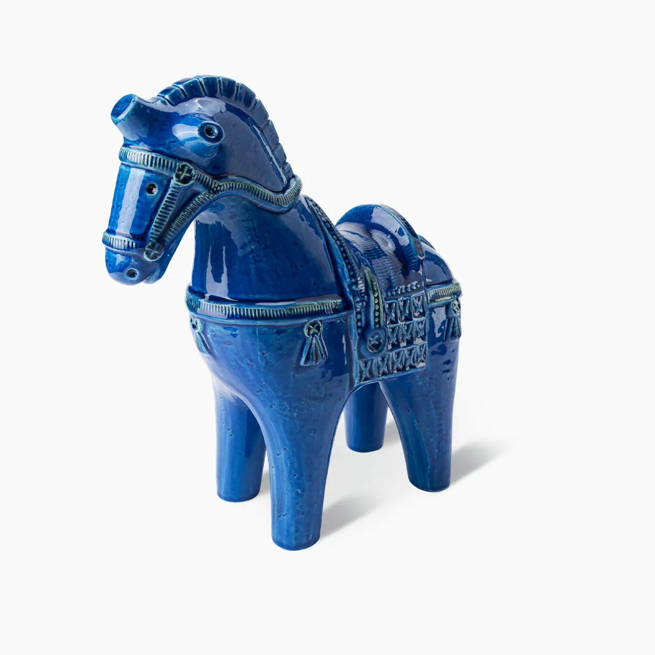 Bitossi Ceramiche Figurina di cavallo in piedi Rimini Blu di Aldo Londi