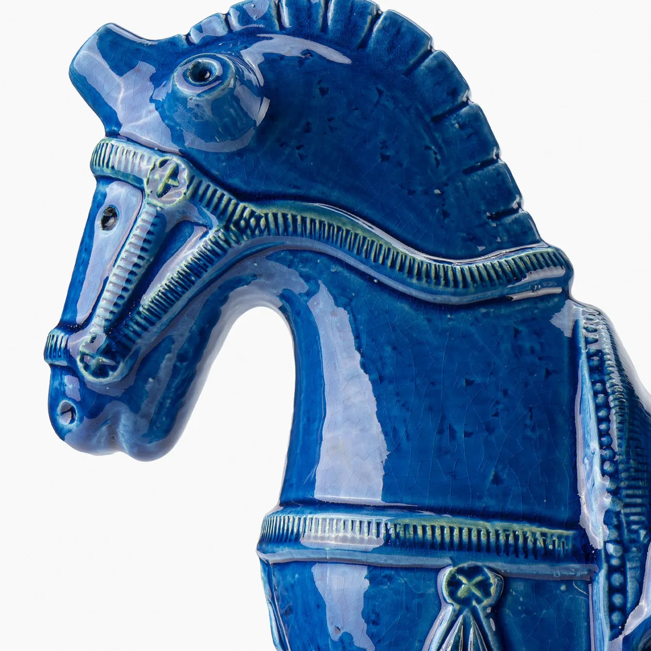 Bitossi Ceramiche Figurina di cavallo in piedi Rimini Blu di Aldo Londi