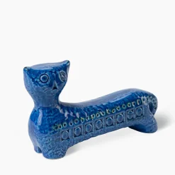 Bitossi Ceramiche Figurina di gatto lungo Rimini Blu di Aldo Londi