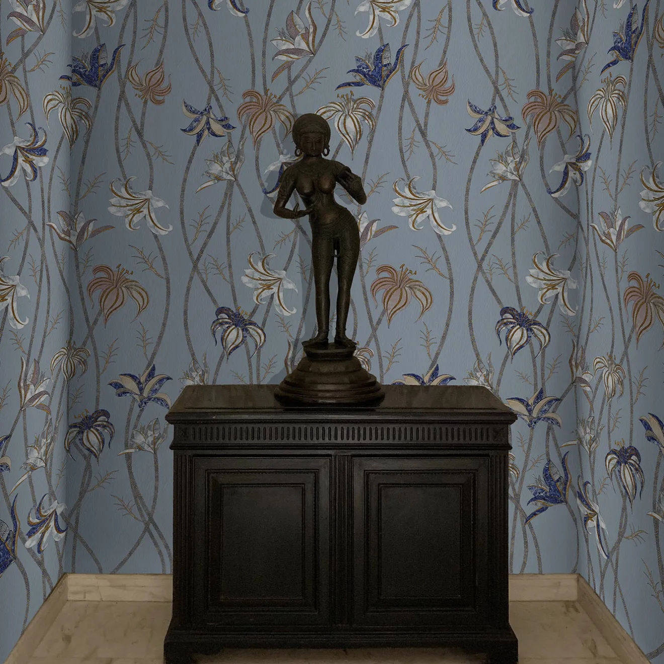 MaVoix Fiori Azzurro Fiordaliso Carta da parati