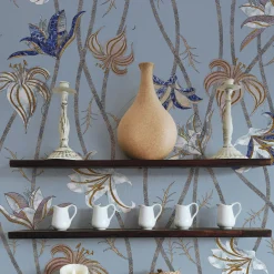 MaVoix Fiori Azzurro Fiordaliso Carta da parati