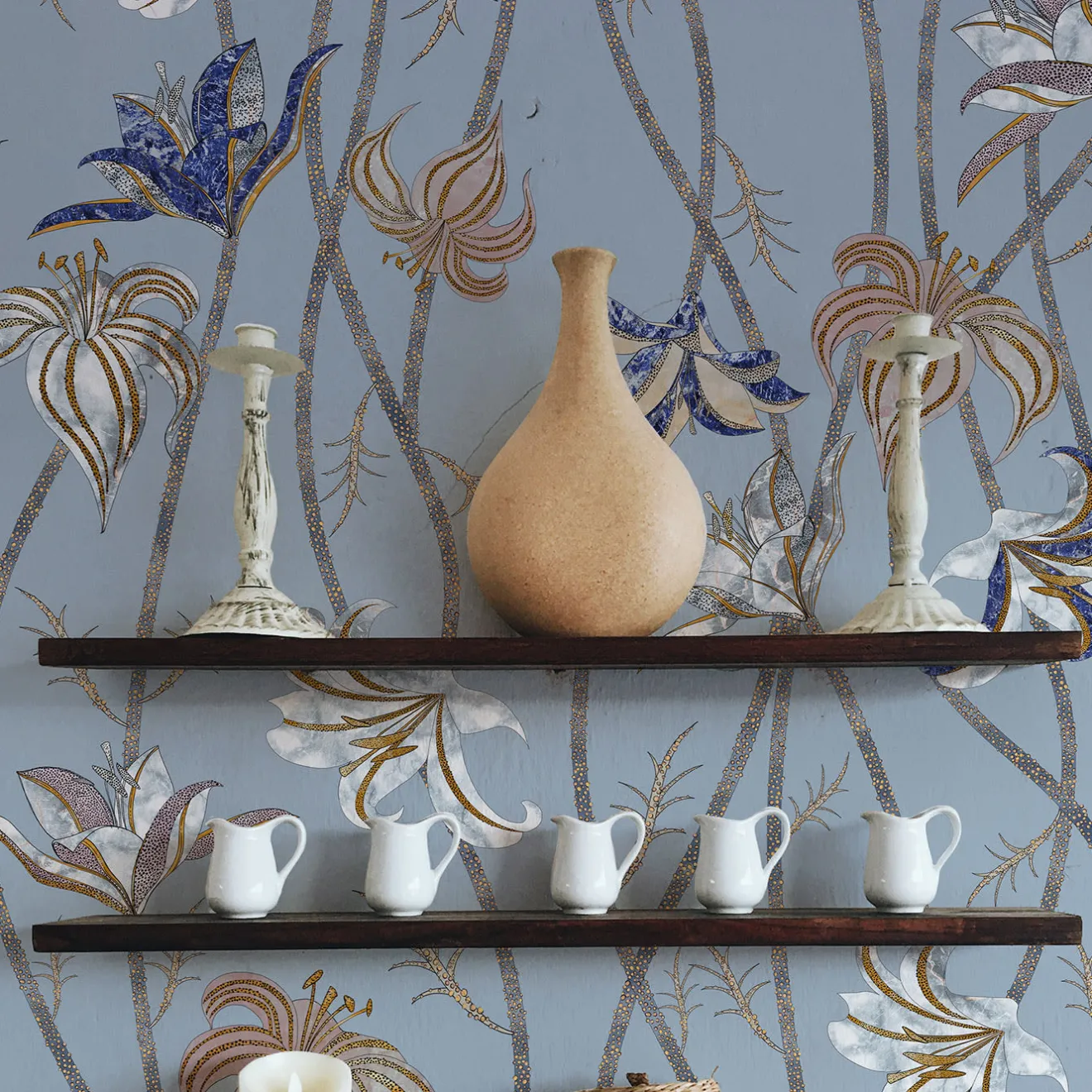 MaVoix Fiori Azzurro Fiordaliso Carta da parati