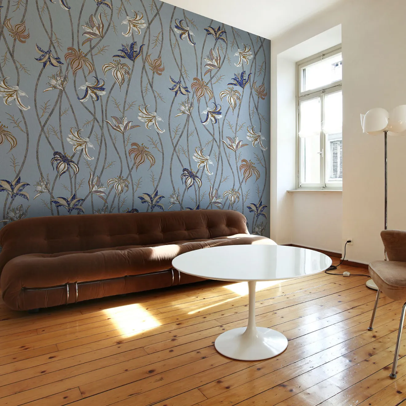 MaVoix Fiori Azzurro Fiordaliso Carta da parati