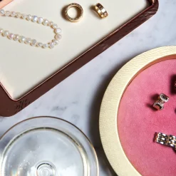 Zanetto Firenze Vassoio rettangolare a tasca vuota in rame e bianco crema