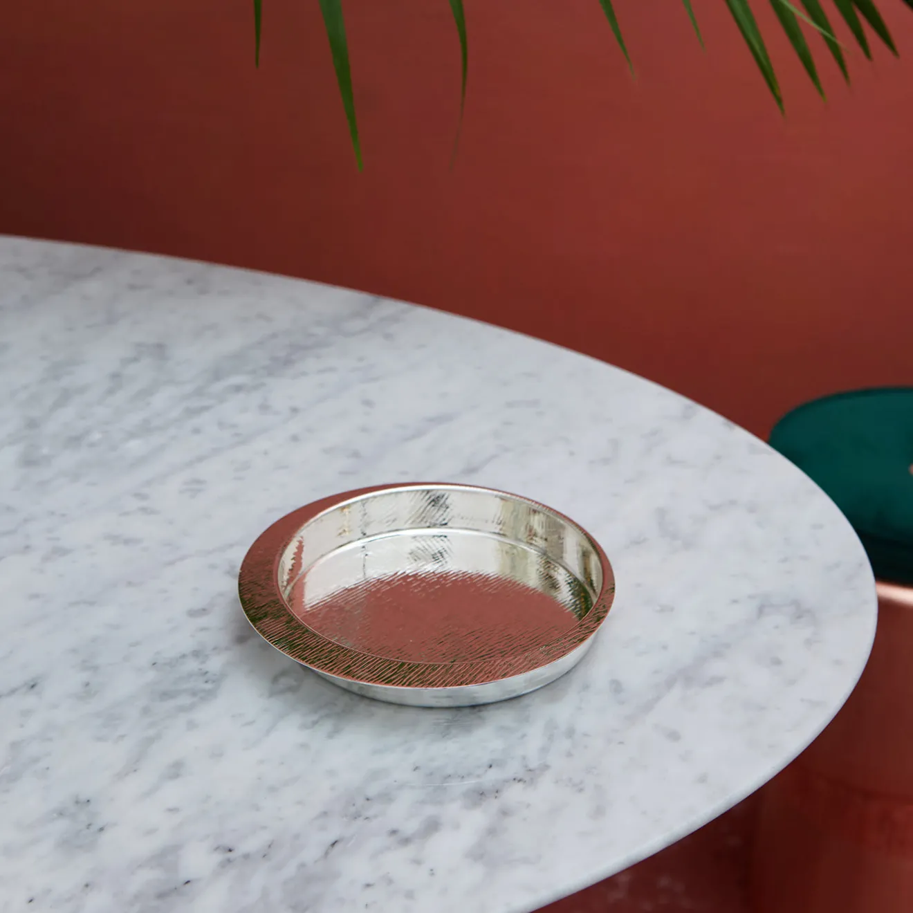 Zanetto Firenze Vassoio tondo a tasca vuota in argento