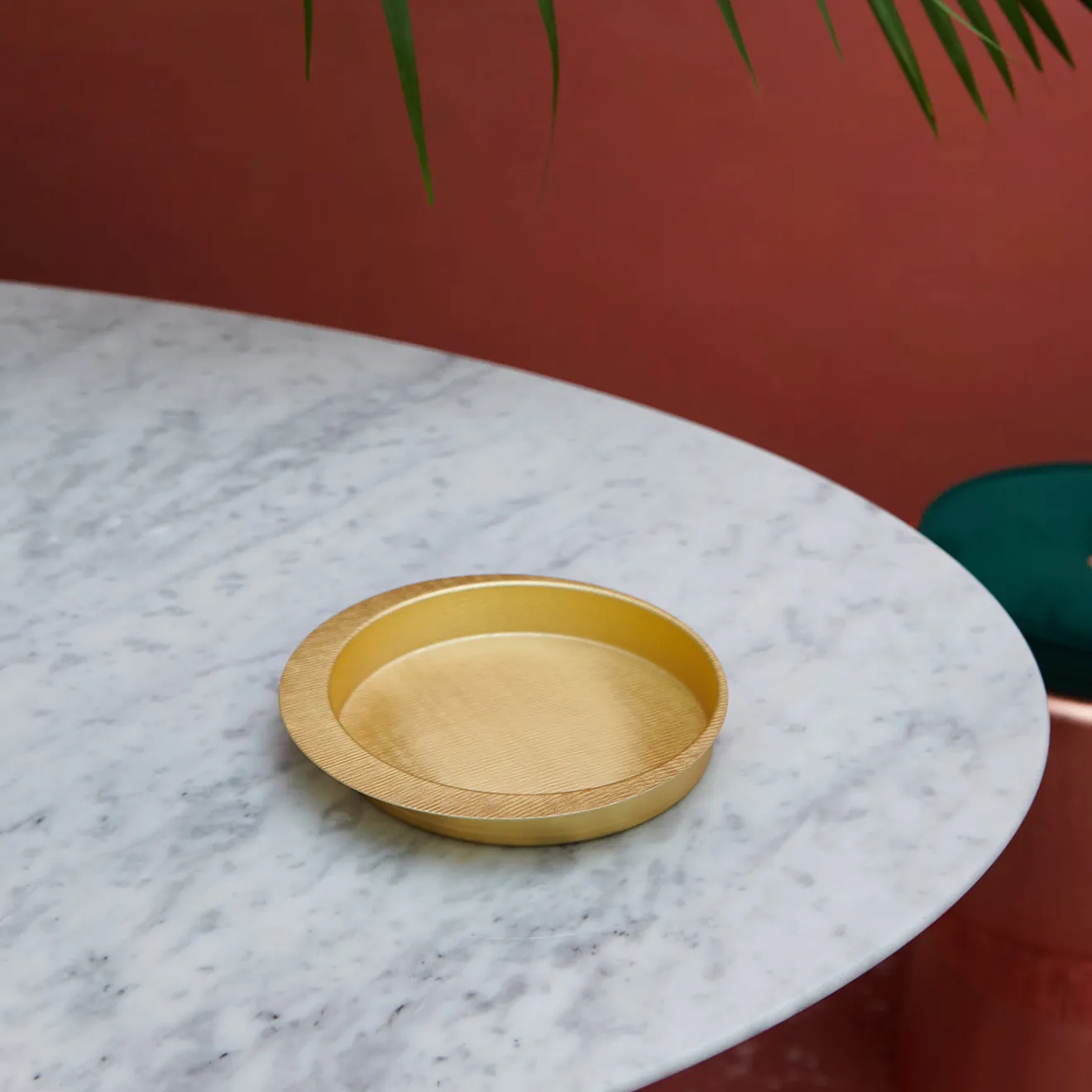 Zanetto Firenze Vassoio tondo dorato a tasca vuota