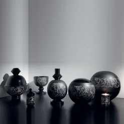 Rometti Foga Vaso nero con coperchio