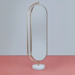 Secolo Giove calacatta marble and satin brass metal mirror