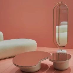 Secolo Giove calacatta marble and satin brass metal mirror