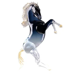 Zanetti Murano Grande cavallo da riproduzione in vetro nero